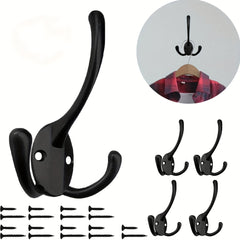 8pcs Heavy Duty Wall Hooks for Coats, Backpacks, Hats - 3 Metal Hooks