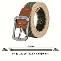 Men's Nylon Canvas Work Belt Metal Buckle Outdoor Leisure Wear