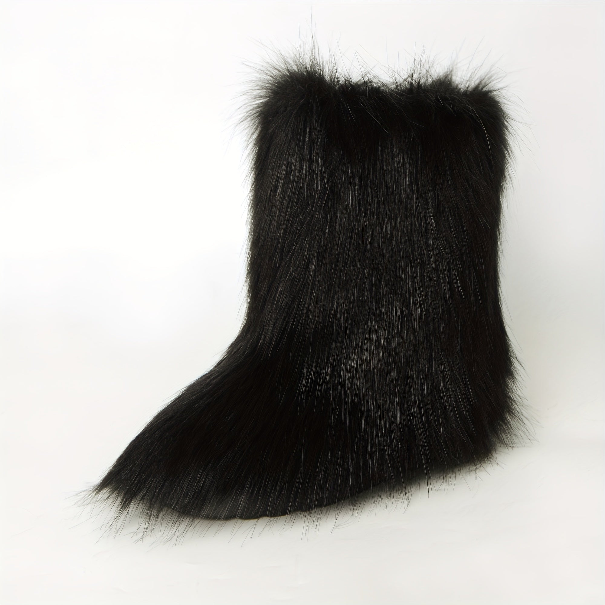 Women's Fluffy Furry Mid Calf Boots Winter Snow Boots