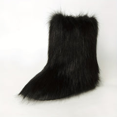 Women's Fluffy Furry Mid Calf Boots Winter Snow Boots
