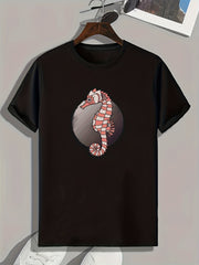 Sea Horse Pattern Print Men's Sports T-shirt Graphic Tee