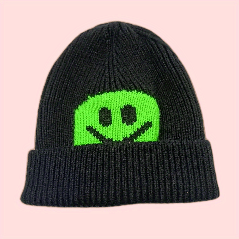 Smile Face Pattern Knit Beanie Hat for Men and Women