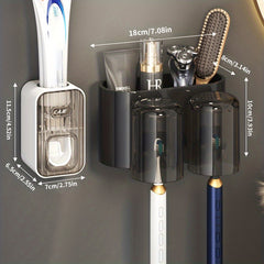 Automatic Toothpaste Dispenser with Toothbrush Holder Wall Mounted Bathroom Rack
