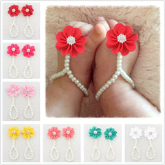 Baby Girl Flower Shoes with Faux Pearl Decor