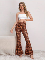Paisley & Flower Print Yoga Pants Flare Leg Bell Bottom Activewear