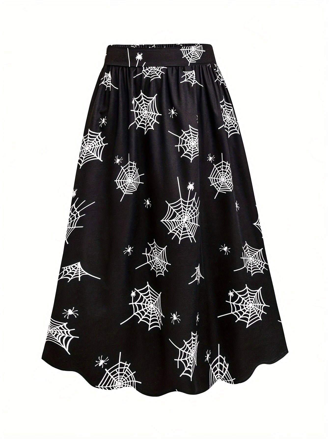 Halloween Spider Web Print Maxi Skirt