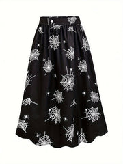 Halloween Spider Web Print Maxi Skirt