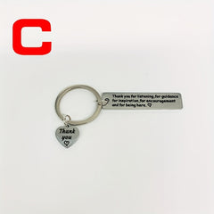 3pcs Stainless Steel Thank You Keychain Pendant for Teacher Parents