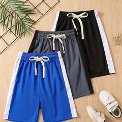 Boys 3pcs Mesh Breathable Sports Shorts Set