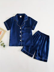 Boys Casual Pajamas Set Short Sleejsonves Tops & Bottoms