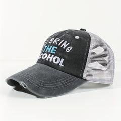 Alcohol Trucker Hat Distressed Baseball Cap for Women