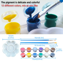 11pcs Kids Painting Set 6 Dinosaurs 12 Colors 2 Brushes 1 Palette PVC Material