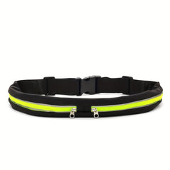 Waterproof Reflective Running Belt with Double Pockets for Keys and Wallet