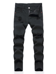 Boys Skinny Fit Jeans Washed Ripped Denim Pants Kids Clothes