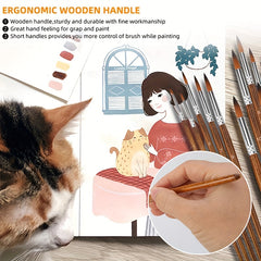 12 Paint Brushes Set Professional Round Pointed Tip Nylon Hair Acrylic Brush