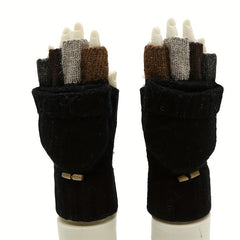 Warm Wool Knit Fingerless Gloves for Men and Women