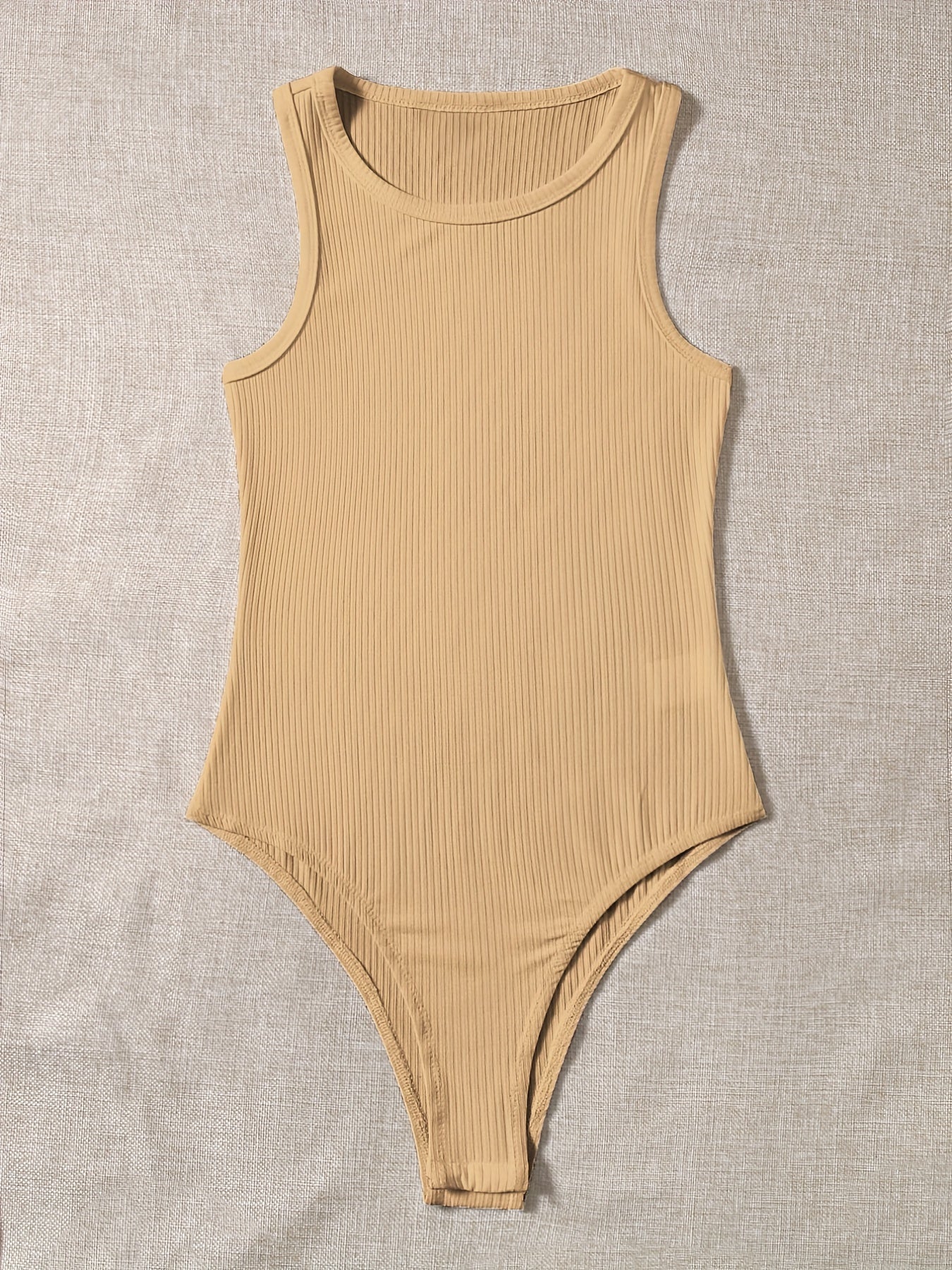 Basic Bodysuit Women's Plus Ribbed Round Neck Bodysuit
