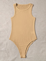 Basic Bodysuit Women's Plus Ribbed Round Neck Bodysuit