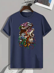 Skull Print Men's Graphic Tee for Summer