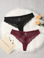 2 Pack Plus Size Lace Trim Breathable Briefs Set