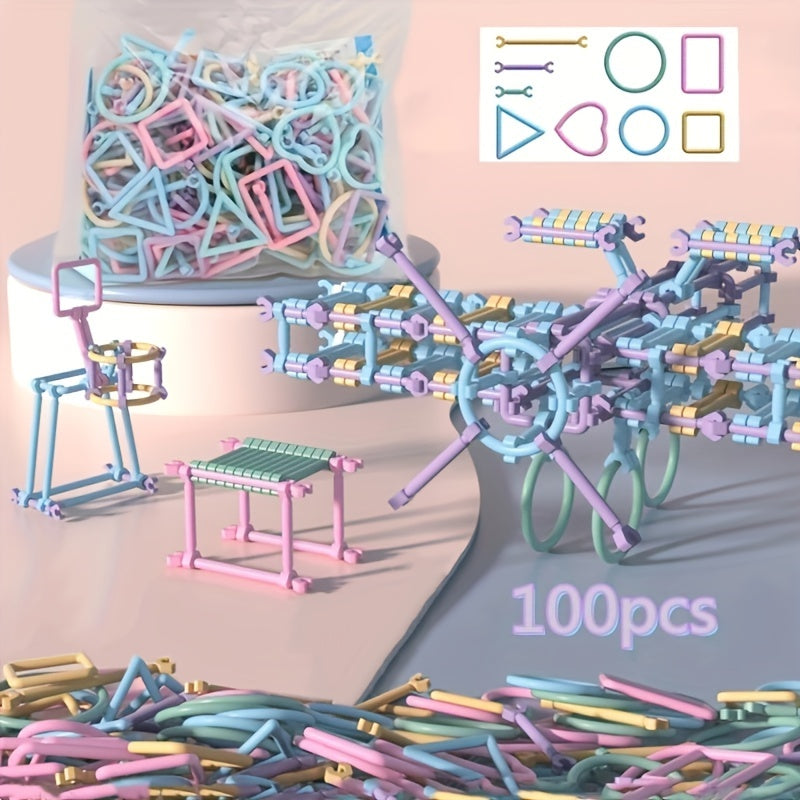 100pcs Building Blocks Plug In Assembly DIY Plastic Puzzle Intelligence Sticks