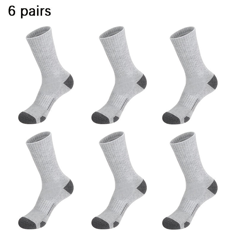 6 Pairs Basketball Sports Socks - Sweat Absorbing Crew Socks