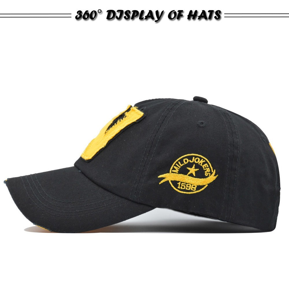 Vintage Applique Embroidery Baseball Cap Washed Hat Embroidered Alphabet