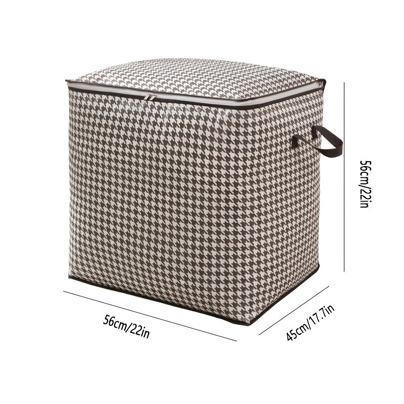 Houndstooth Pattern Storage Box Large Capacity Zipper Dustproof Organizer