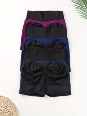 Seamless Block Jacquard Yoga Shorts High Waist Running Peach Hip Fitness
