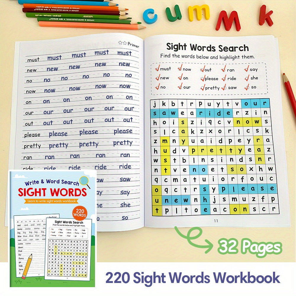 LACHILLY 220 Sight Words Workbook for Kids Writing Practice