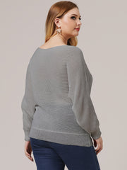 Round Neck Long Sleeve Sweater Women's Plus Casual Pullover