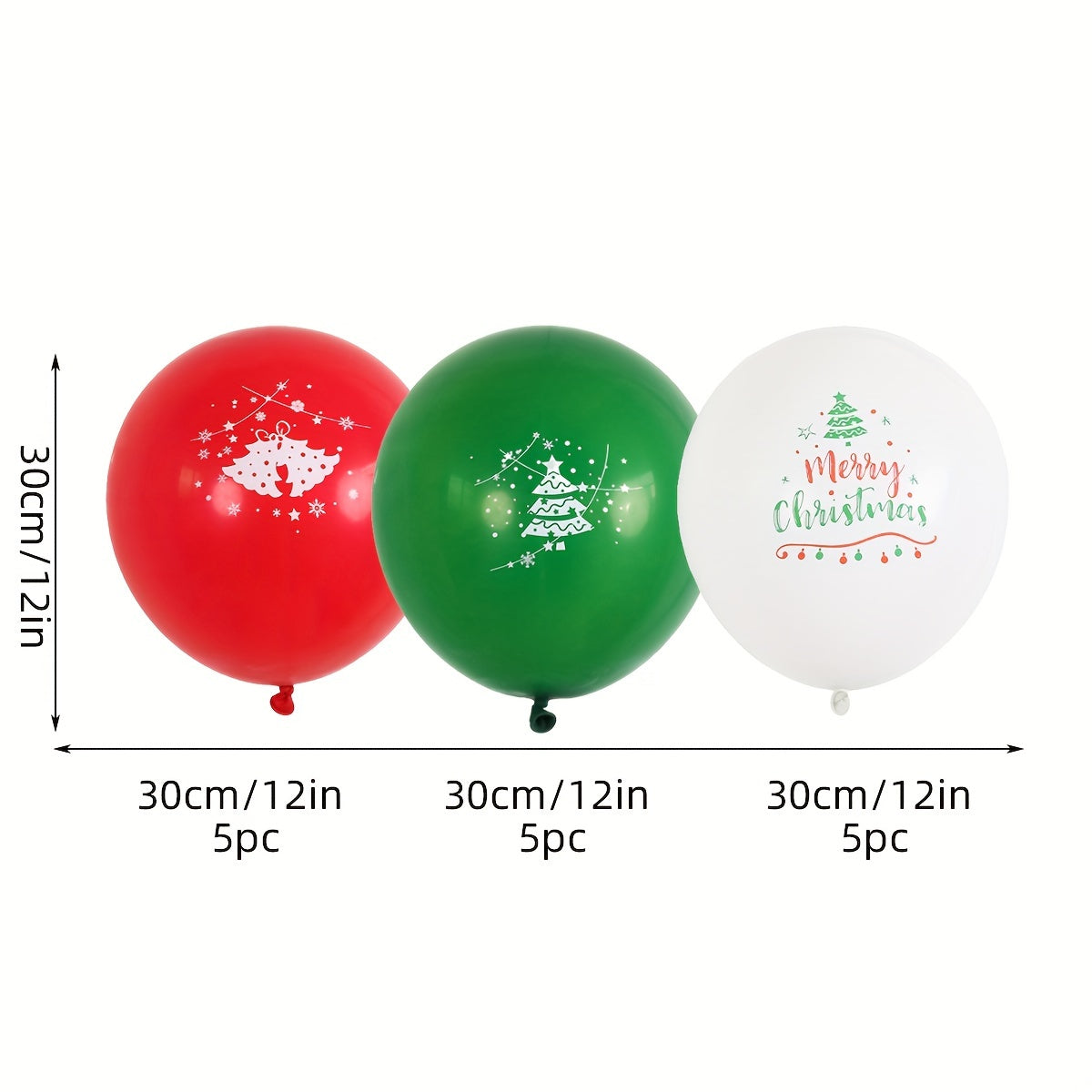 15pcs Christmas 12 inch Latex Balloons Red Bell Green Tree Merry Christmas