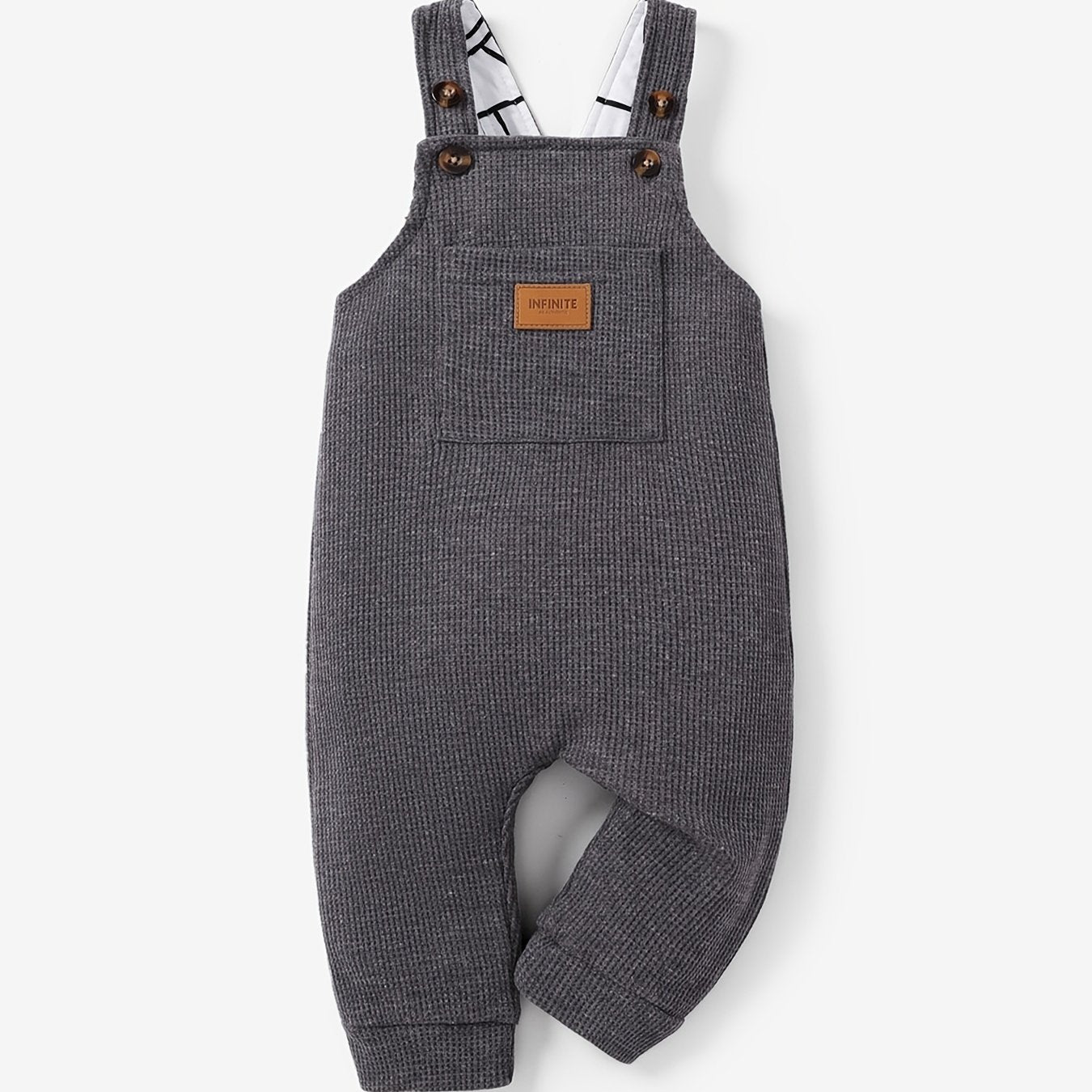 Baby Boy Waffle Letter Patched Overalls