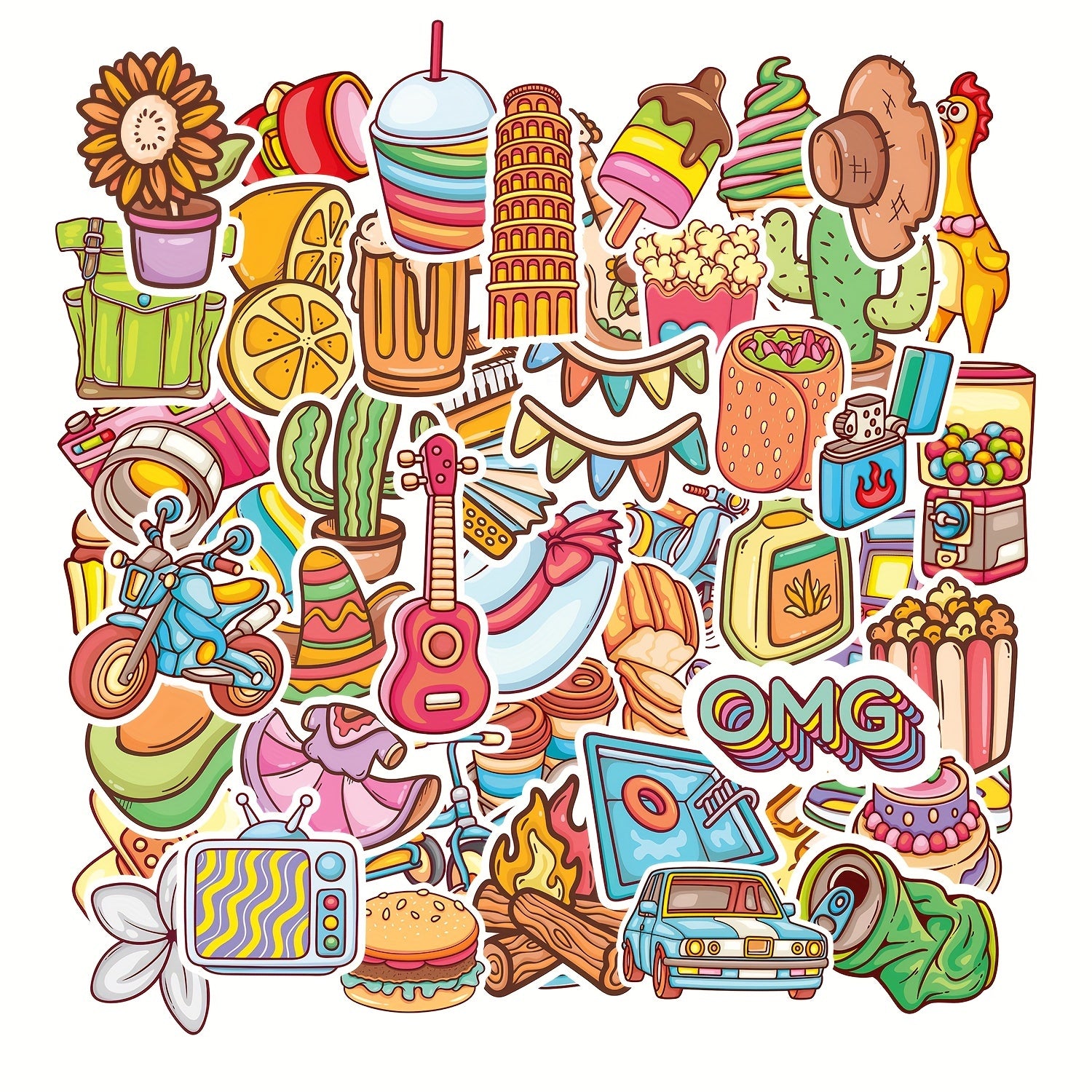 50pcs Waterproof Vinyl Stickers Water Laptop Skateboard