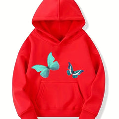 Butterfly Graphic Hoodie Girls Hooded Pullover Sweatshirt Top