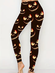 Gothic Skull Print High Stretch Leggings