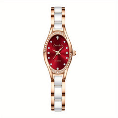 LIGE Girls Watch Ceramic Strap Dazzling Shell Dial 30M Waterproof For Teenagers