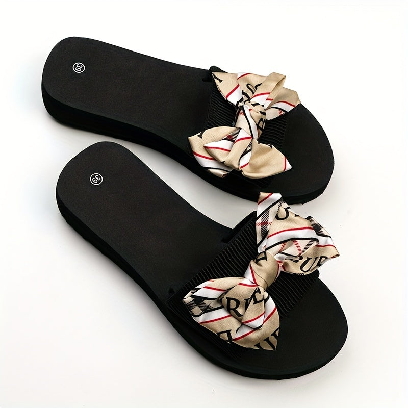 Women's Bowknot Flat Sandals Slip On Comfy Shoes