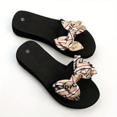 Women's Bowknot Flat Sandals Slip On Comfy Shoes