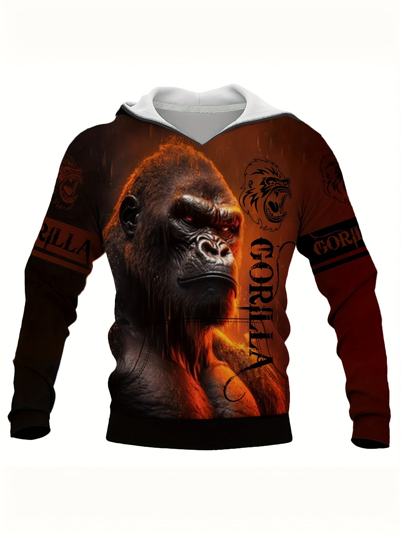Chimp Print Hoodie for Men Kangaroo Pocket Graphic Pullover