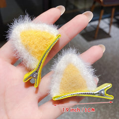 2pcs Plush Cat Ear Hair Clips Girls Sweet Hair Accessories Holiday Gift