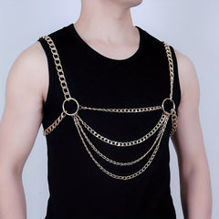 Men's Metal Harness Belt Hollow Chain Club Accessory