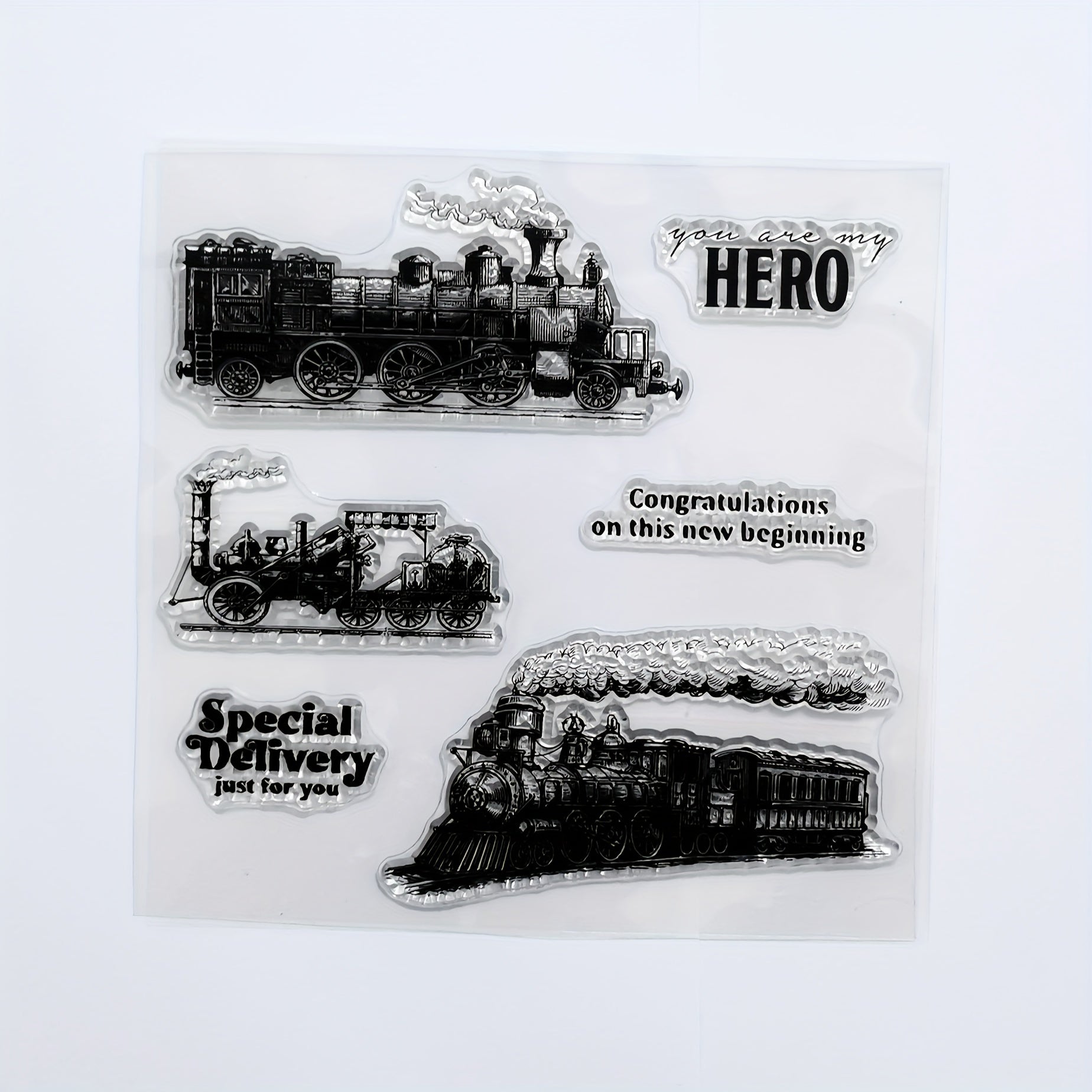 Train Words Stamp Silicone Transparent Decoration Tool