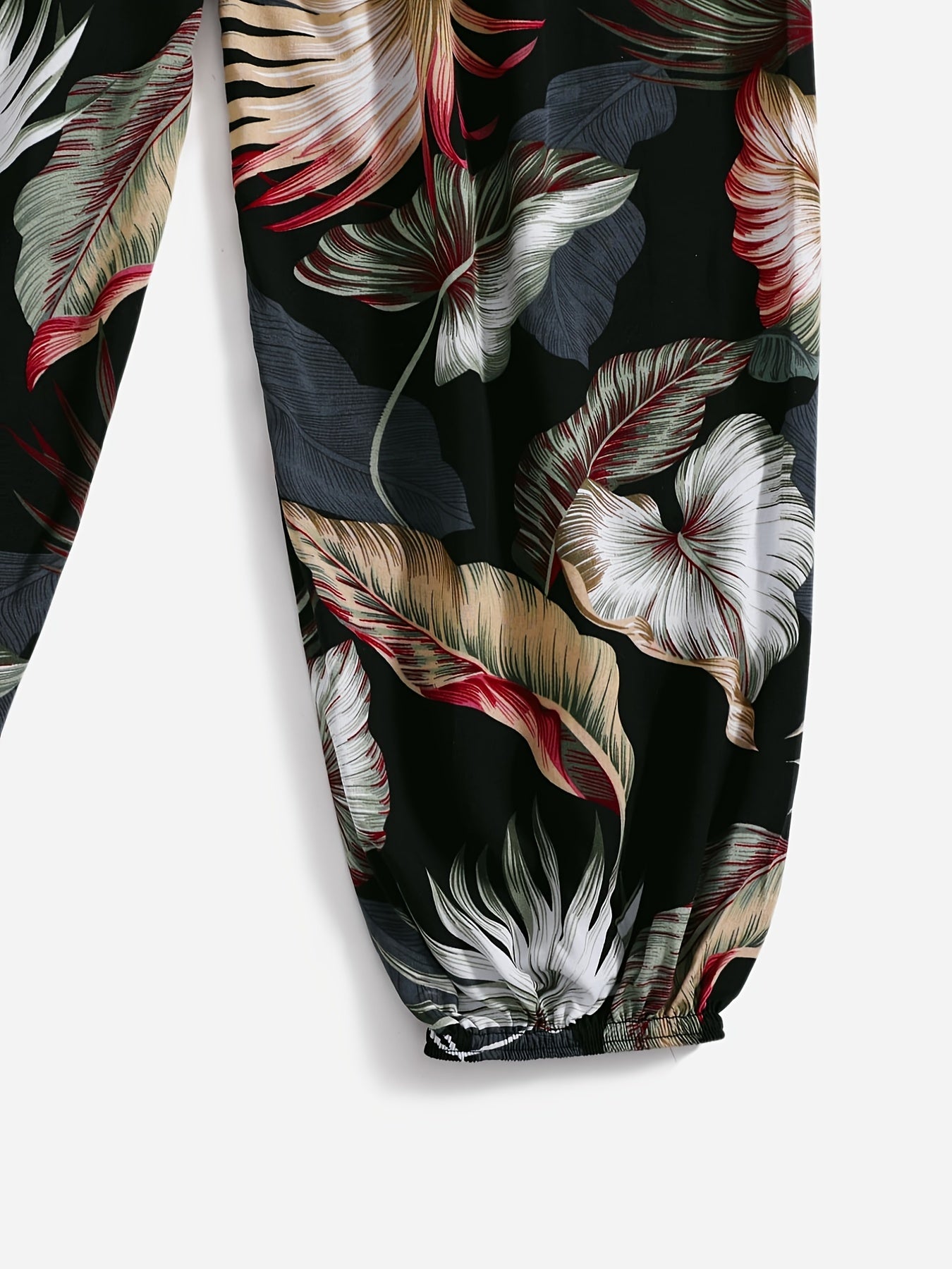 Tropical Print Joggers Elastic Waist Loose Pajamas Pants