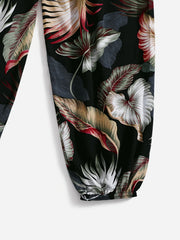 Tropical Print Joggers Elastic Waist Loose Pajamas Pants