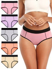 5 Pack Plus Size Panties Set Women's Plus Comfort Solid Full Cover