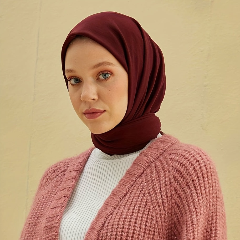 Chiffon Square Scarf Solid Hijab Soft Shawl Casual Headscarf Women Turban