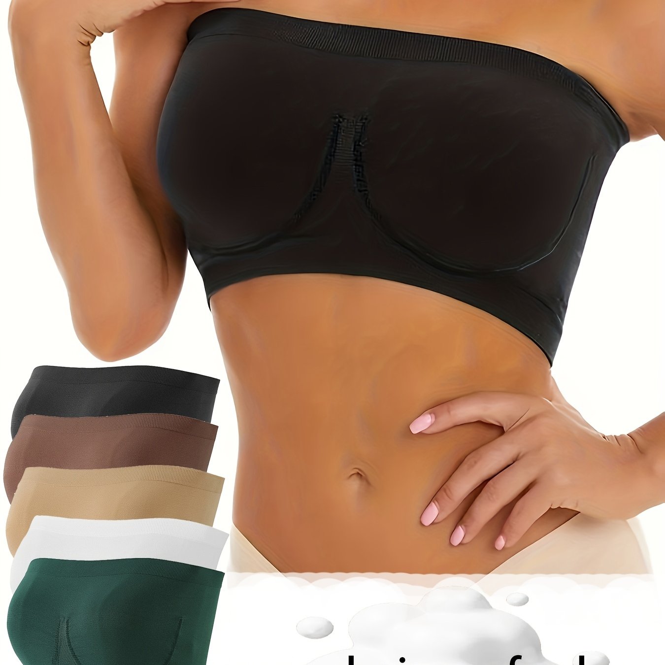 5pcs Strapless Bandeau Bras Soft Stretch Everyday Bra Women's Lingerie