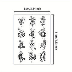 12 Zodiac Signs Temporary Tattoo Stickers Waterproof Body Art Lasts 12 Days