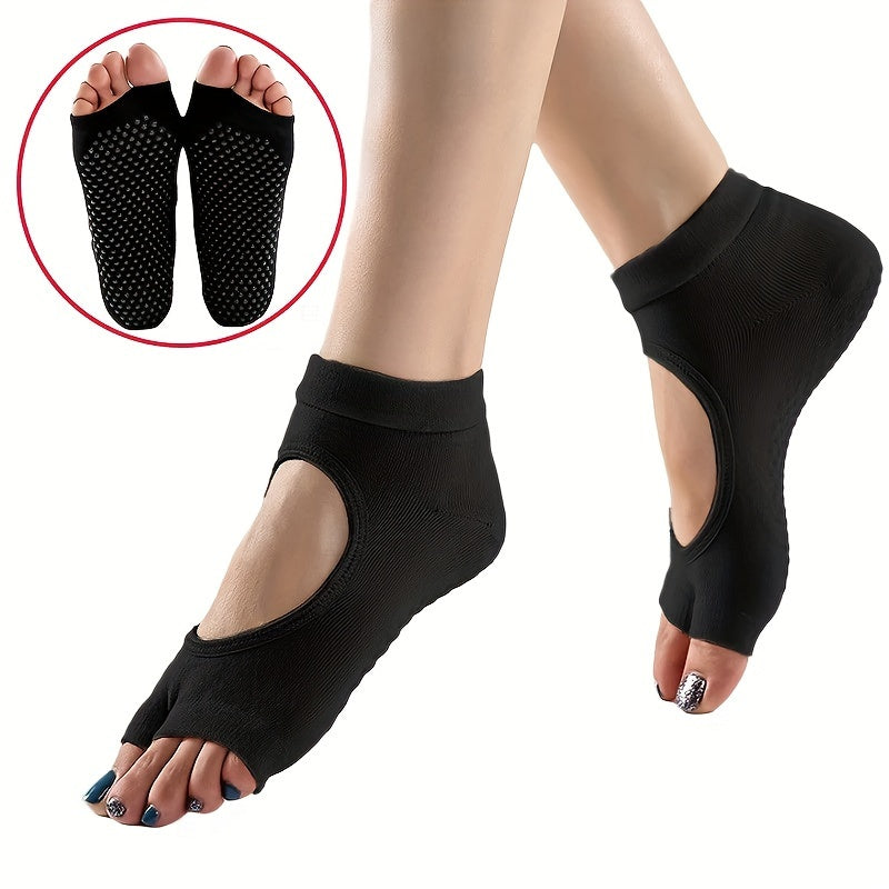 Non Slip Yoga Socks Half Toe Slip Grip Socks For Pilates Yoga Fitness